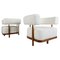 Italian Armchairs in Wood and White Boucle Fabric, Set of 2, Image 1