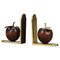 Vintage Brass and Wooden Apples Bookends, 1970s, Set of 2, Image 1