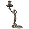 French Art Nouveau Pewter Candlestick with Lady Sculpture, 1920s 1