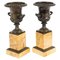 Antique Bronze and Siena Marble Campana Urns, 1800s, Set of 2 1