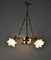 Mid-Century French Ceiling Light with Three Floral Shades 4