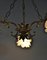 Französische Mid-Century Deckenlampe mit drei floralen Lampenschirmen 12