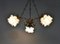 Mid-Century French Ceiling Light with Three Floral Shades 5