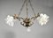 Mid-Century French Ceiling Light with Three Floral Shades 2