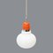 Bulb Shape Hanging Light in White Glass, 1970s 2