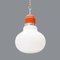 Bulb Shape Hanging Light in White Glass, 1970s 3