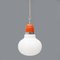 Bulb Shape Hanging Light in White Glass, 1970s 4