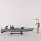 Modelo de barco de guerra vintage de madera, Imagen 2