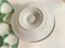 Large Oyster Plate and Plates in Ceramic Green and White, 1960s, Set of 7 2