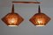 Danish Modern Teak Sisal Double Pendant Light Lamp from Temde, 1960s 2