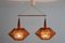 Danish Modern Teak Sisal Double Pendant Light Lamp from Temde, 1960s 7