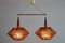 Danish Modern Teak Sisal Double Pendant Light Lamp from Temde, 1960s 5