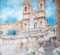 Ettore Ascenzi, La Escalinata de España, Roma, siglo XIX, Acuarela, Enmarcado, Imagen 5