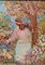 Mini paisaje de Niña en el jardín, años 50, óleo sobre lienzo, enmarcado, Imagen 9