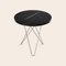 Schwarzer hoher Mini O Tisch aus Marquina Marmor & Stahl von OxDenmarq 2