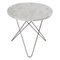 White Carrara Marble and Steel Mini O Table by OxDenmarq, Image 1