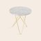 White Carrara Marble and Brass Tall Mini O Table by OxDenmarq 2