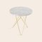 White Carrara Marble and Brass Tall Mini O Table by OxDenmarq, Image 2