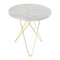 White Carrara Marble and Brass Tall Mini O Table by OxDenmarq 1