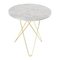 White Carrara Marble and Brass Tall Mini O Table by OxDenmarq, Image 1