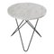 White Carrara Marble and Black Steel Mini O Table by OxDenmarq, Image 1