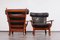 Set of Leather and Oak Ox-Shape Armchairs, 1950s, Image 9