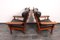 Leather and Oak Ox-Shape Armchairs, 1950s, Set of 2 3