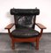 Leather and Oak Ox-Shape Armchairs, 1950s, Set of 2, Image 4