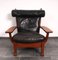 Set of Leather and Oak Ox-Shape Armchairs, 1950s, Image 4