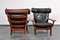 Leather and Oak Ox-Shape Armchairs, 1950s, Set of 2 8