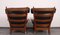 Set of Leather and Oak Ox-Shape Armchairs, 1950s, Image 7