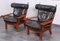 Leather and Oak Ox-Shape Armchairs, 1950s, Set of 2, Image 10