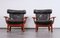 Leather and Oak Ox-Shape Armchairs, 1950s, Set of 2 15