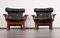 Leather and Oak Ox-Shape Armchairs, 1950s, Set of 2 12