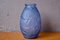 Large French Blue Vase with Maple Leaves, 1930 1