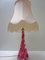 Lampe de Bureau Torsadé Rose et Cristal Transparent de Val St Lambert, 1950s 1