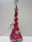 Pink & Clear Crystal Glass Twisted Table Lamp from Val St Lambert, 1950s 3