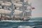 M Jeffries, Escena náutica con barco Opawa, óleo sobre lienzo grande, años 50, Imagen 7