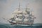 M. Jeffries, Scena nautica con nave Opawa, Grande olio su tela, anni '50, Immagine 3