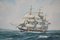 M Jeffries, Escena náutica con barco Opawa, óleo sobre lienzo grande, años 50, Imagen 2