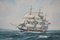 M Jeffries, Nautical Scene with Opawa Ship, Large Oil on Canvas, 1950s 2