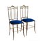 Chaises Vintage en Laiton et Velours, Italie, 1950s, Set de 2 3