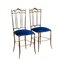 Italienische Vintage Stühle aus Messing & Samt, 1950er, 2er Set 3
