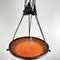 Lámpara de techo Pate De Verre Art Déco en naranja de hierro forjado de Schneider, años 30, Imagen 9