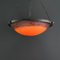 Lámpara de techo Pate De Verre Art Déco en naranja de hierro forjado de Schneider, años 30, Imagen 4
