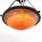 Art Deco Orange Pate De Verre Wrought Iron Ceiling Lamp by Schneider, 1930s 8