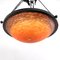Lámpara de techo Pate De Verre Art Déco en naranja de hierro forjado de Schneider, años 30, Imagen 8