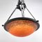 Art Deco Orange Pate De Verre Wrought Iron Ceiling Lamp by Schneider, 1930s 3