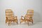 Swedish Modern Rattan Lounge Chairs and Footstool attributed to Bruno Mathsson for Dux, 1970s, Set of 3 4