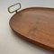 Large Teak Tray Plate Element with Brass Handle attributed to Carl Auböck, Austria, 1950s 8